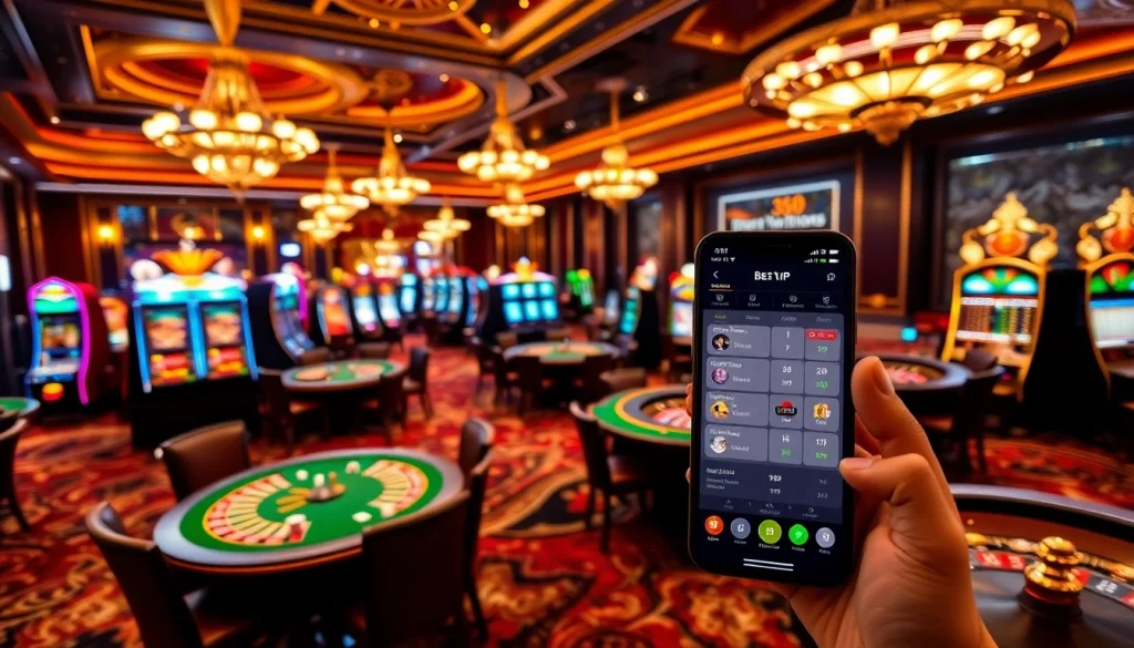 Trải nghiệm cảm giác hồi hộp với ứng dụng Bet VIP và các trò casino hấp dẫn đang hiển thị.