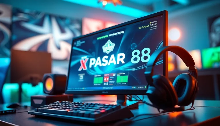 Menampilkan interface permainan PASAR88 yang menarik di komputer gaming canggih.