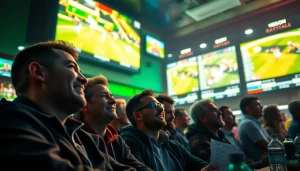 Engage in sports betting Georgia with enthusiastic friends enjoying a thrilling game atmosphere.