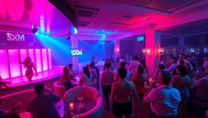 Electrifying nightlife experience at Club sxm with dancers and cocktails.