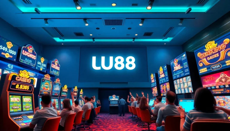 UU88 online gambling platform showcasing engaging games and excited players in a vibrant casino setting.