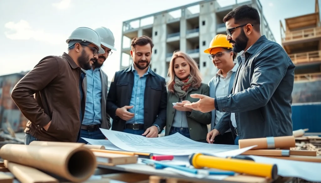 Builders collaborating at a construction site representing Texas association of builders with focus and teamwork.
