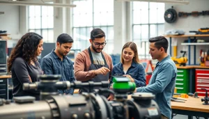 Vocational students collaborating at Trade School Knoxville TN, enhancing practical skills in a vibrant environment.