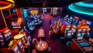 Casino atmosphere at 78win.com with vibrant games and lively patrons.