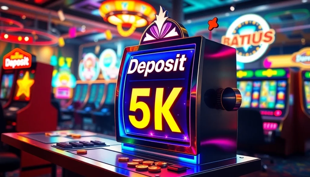 Permainan situs slot depo 5k yang menarik dengan slot machine dan simbol keberuntungan