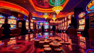 Experience the excitement of doaslot slot machines with vibrant colors and engaged players.