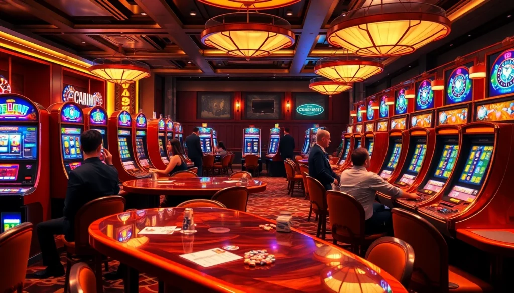 The vibrant slots community scene showcasing players enjoying the excitement of a casino.