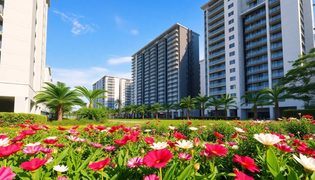 Showcase the Tampines St 95 EC in an elegant urban landscape featuring lush greenery.