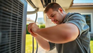 Technician performing ac repair glendale az on a residential air conditioning unit.