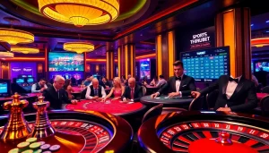 Experience the excitement of gambling at THABET with professional poker games and vibrant casino visuals.
