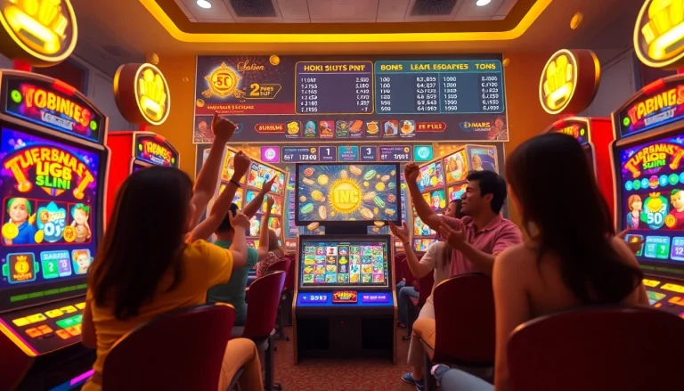 Exciting online gaming scene featuring hoki138 pro slot machines with vibrant graphics.