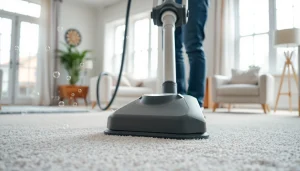 Carpet cleaners Lincoln CA demonstrating effective cleaning techniques in a cozy home.