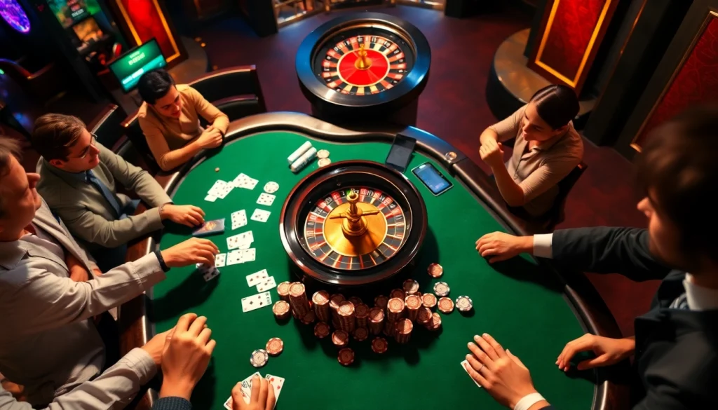 Experience the thrill of betting at a high-stakes game on https:/nk88.us.com/ with vibrant cards and chips.