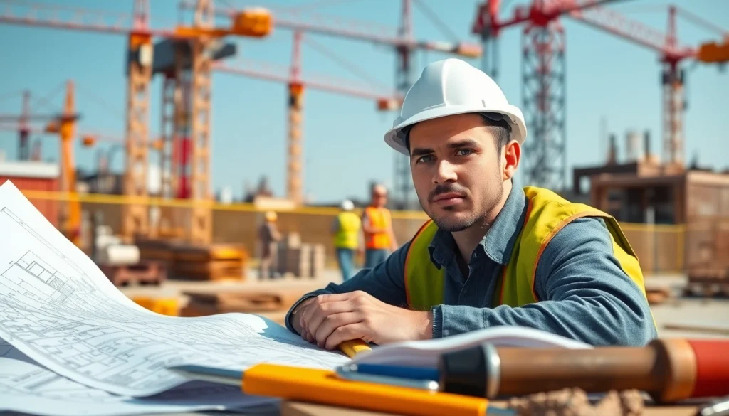 Construction apprenticeships carolinas highlighted by a dedicated apprentice at work on a busy job site.