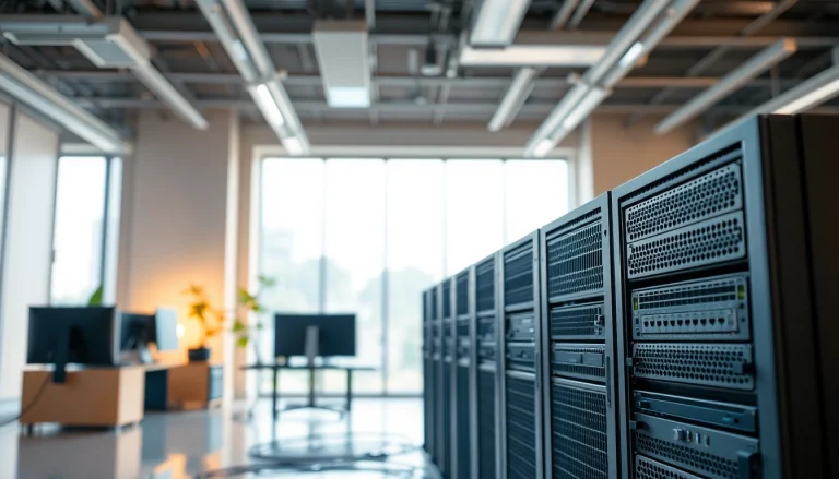 Optimize your network infrastructure with a modern office setup featuring sleek technology.