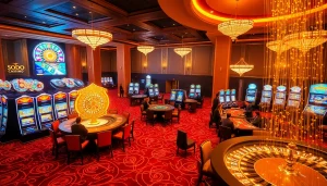 Experience luxury at SODO CASINO with vibrant gaming tables and excited players.