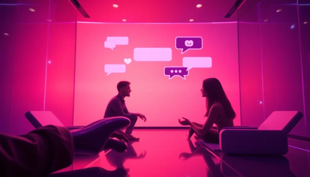 Engaging AI interface for intimate conversations in ai sex chat, featuring vibrant colors and welcoming design.