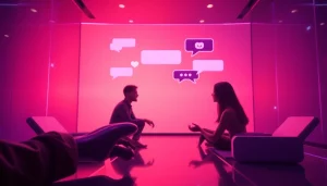 Engaging AI interface for intimate conversations in ai sex chat, featuring vibrant colors and welcoming design.