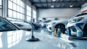 Expert car detailing near me with professional tools in a well-lit garage.