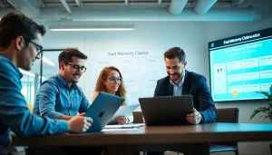 Streamlined process for fast warranty claims showcased by a dedicated team in a modern workspace.