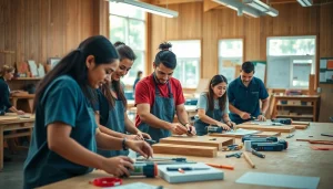 Students participating in hands-on activities at hawaii trade schools, demonstrating teamwork and practical skills.