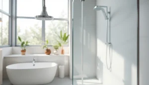 Die sonni Duschkabine 80x80 in einem eleganten modernen Badezimmer, stilvoll im Design.