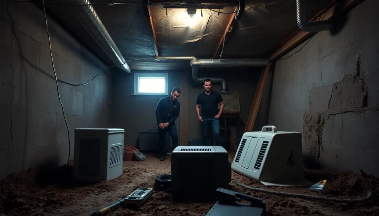 Crawl Space Restoration by professionals in a residential basement, showcasing moisture control techniques.