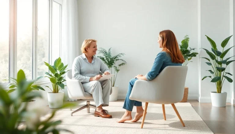 Anxiety symptoms being addressed in a serene therapy session, highlighting a therapist-client interaction.