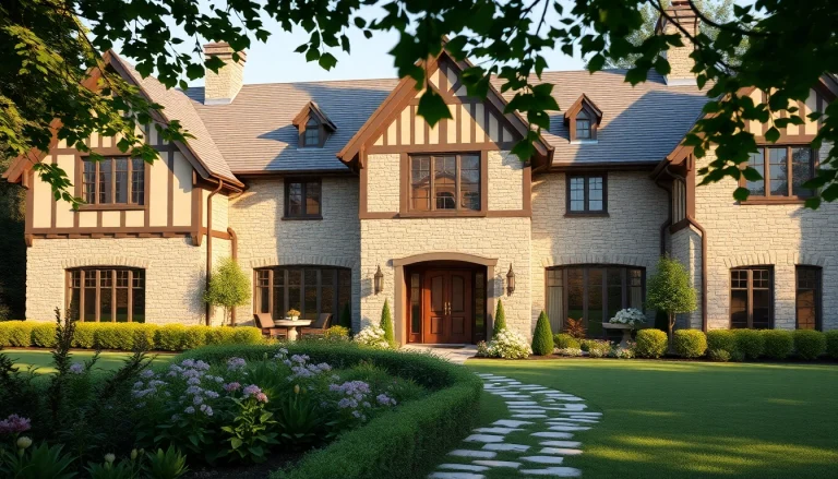 Wellesley Tudor Expansion showcasing a grand home with lush gardens and elegant architecture.