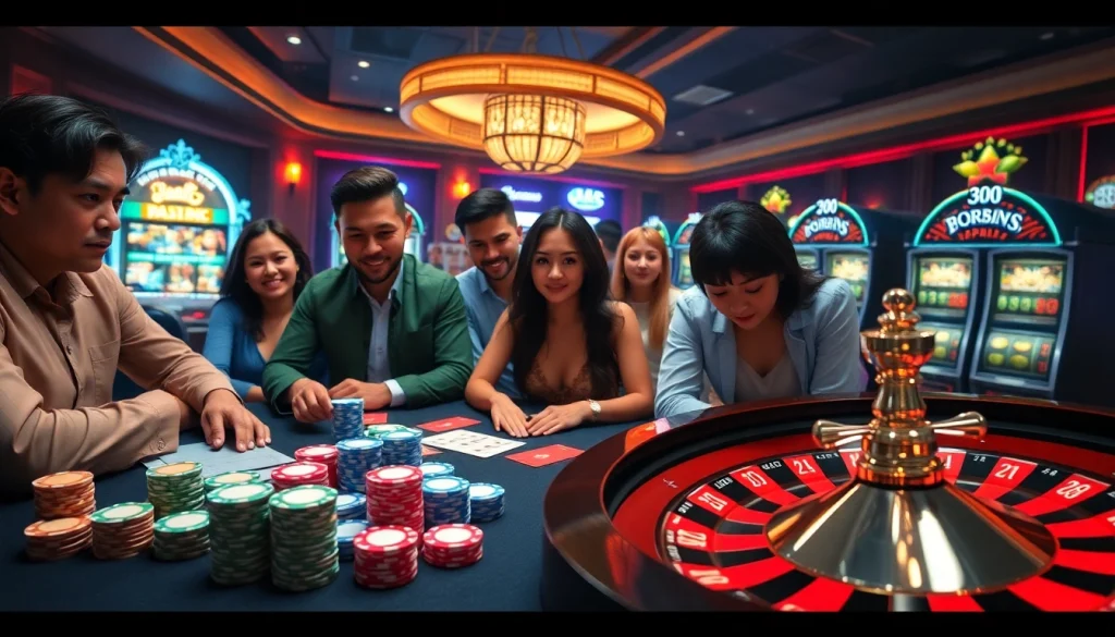 Experience the thrill of MM88 with vibrant casino games, poker chips, and a spinning roulette wheel.