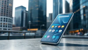 Smartphone drożeją smartfony w nowoczesnym mieście, podsuwając technologiczne innowacje.